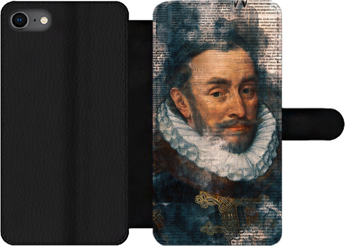 Telefoonhoesje Geschikt voor iPhone SE 2020 telefoonhoesje - Kunst - Aquarelverf - Oude meesters - Met vakjes - Wallet case met magneetsluiting