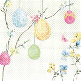 Set de décoration de table de Pasen nappe jaune 138 x 220 cm et 20 x serviettes sur le thème de Pâques avec décorations de Pâques