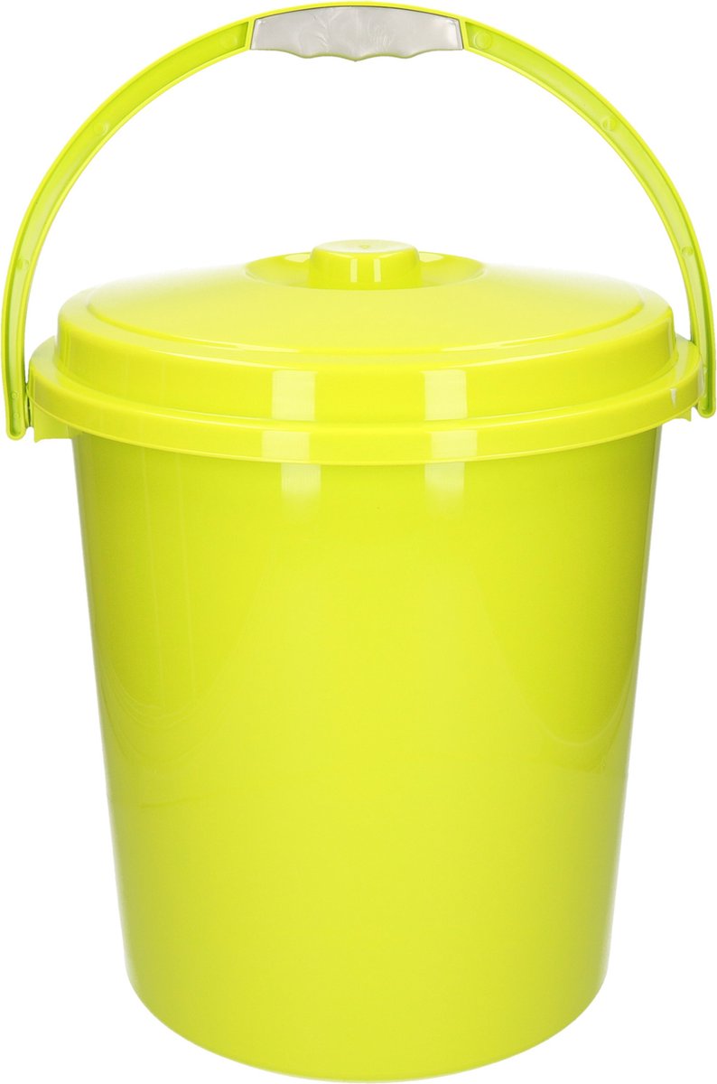 Goedkoopste Plasticforte afsluitbare afvalemmer met deksel - groen - 21 liter - kunststof - luier emmer - afval - D37 x H40 cm