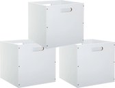 Set van 3x stuks opbergmand/kastmand 29 liter wit van hout 31 x 31 x 31 cm - Opbergboxen - Vakkenkast manden