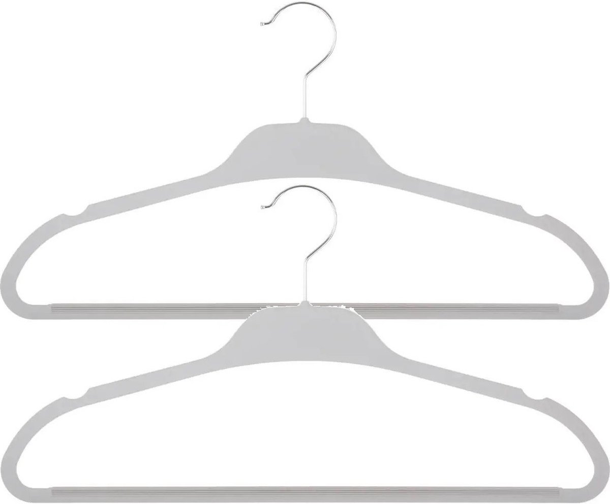 5five Set van 10x stuks kunststof rubber kledinghangers wit 45 x 24 cm Kledingkast hangers kleerhangers
