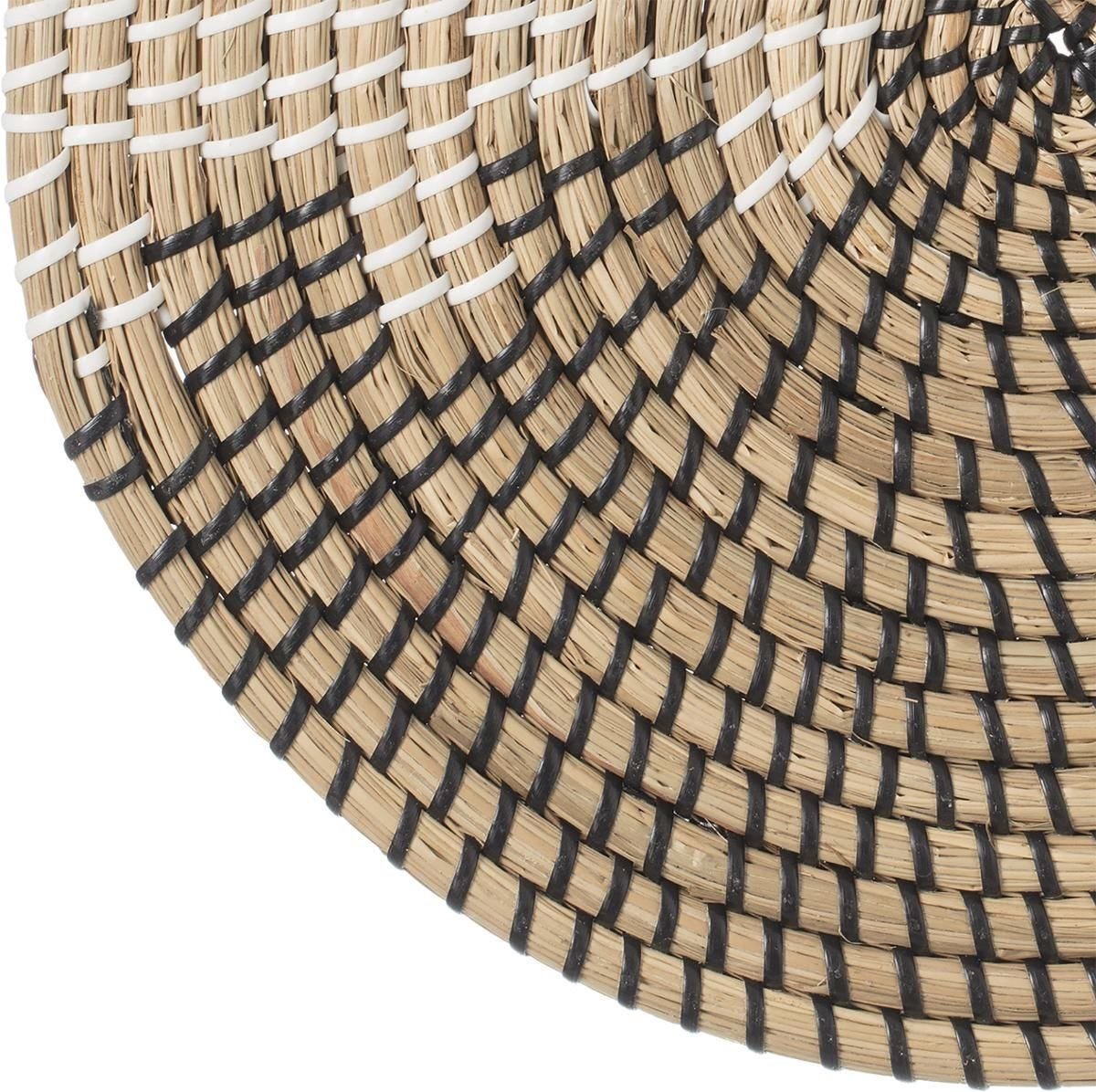 Ronde placemat zeegras zwart/wit 35 cm Tafel onderleggers