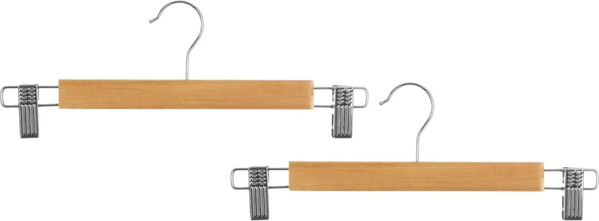 5Five Kledinghangers - voor broeken - 12x Stuks - 34 x 12 cm - naturel - klemhanger