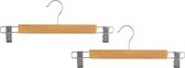 Set van 12x stuks kledinghangers voor broeken naturel 34 x 12 cm - Kledingkast hangers/kleerhangers/broekhangers