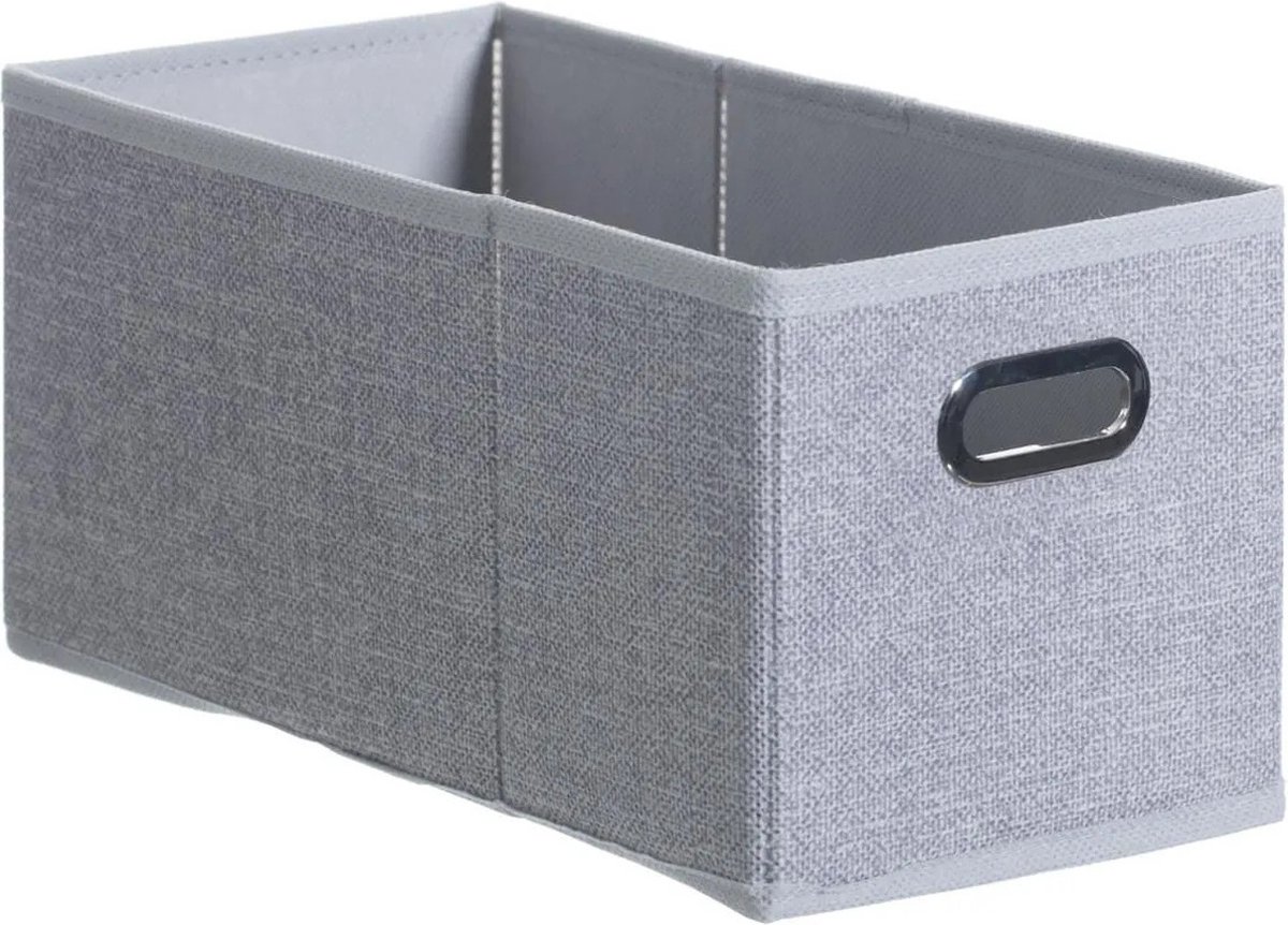 5Five Opbergmand/kastmand - Set van 4x stuks - grijs - linnen - 7 liter - 31 x 15 x 15 cm - Opbergbox - Vakkenkast manden