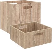 Set van 2x stuks opbergmanden/kastmanden 14 en 29 liter naturel van hout 31 cm - Opbergboxen - Vakkenkast manden