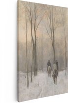 Artaza Canvas Schilderij Ruiters in de Sneeuw in het Haagse bos - Anton Mauve - 20x30 - Klein - Kunst - Canvas Print