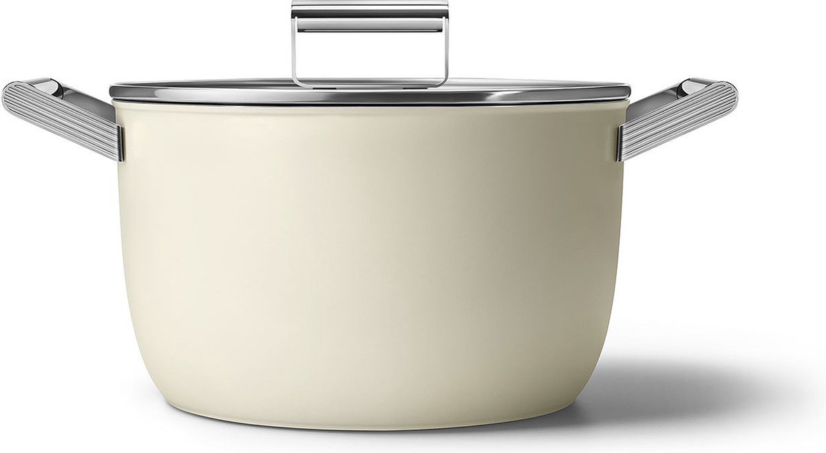 Smeg Kookpan met deksel CKFC2611CRM, 26cm crème