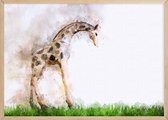 Poster Met Eiken Lijst - Giraffe Aquarel Poster