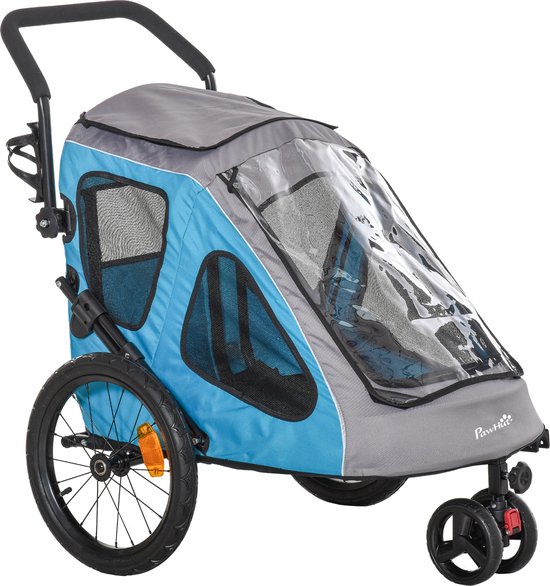 Remorque Vélo Pour Chien Capacité 26 Kg 138 X 71 X 90 Cm Bleu Gris