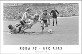Walljar - Poster Ajax met lijst - Voetbalteam - Amsterdam - Eredivisie - Zwart wit - Roda JC - AFC Ajax '82 - 70 x 100 cm - Zwart wit poster met lijst