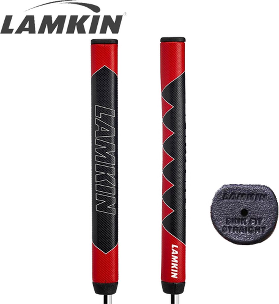 Golf Putter Grip Lamkin Sink Fit Straight Zwart Rood