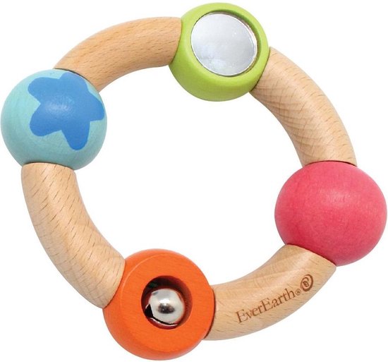 EverEarth Little Blue Star - Grijpring - Houten babyspeelgoed - Motoriek speelgoed - Bel speelgoed - Babyvaardigheden — afbeelding 5