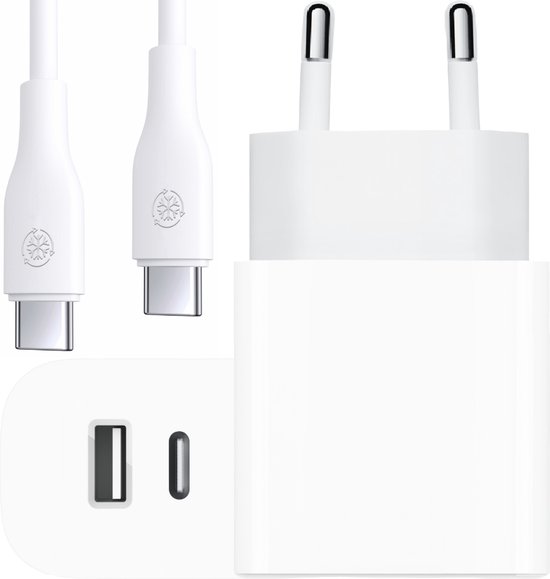 Sjah krijgen vertaling USB C Oplader met USB-C Kabel 3 Meter - Oplader Samsung - 20W Dual Charger  - Wit -... | bol.com