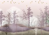 Sanders & Sanders fotobehang bosrijk landschap paars, beige en wit - 600976 - 3.6 x 2.7 m