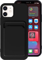Smartphonica iPhone 12/12 Pro siliconen hoesje met pashouder - Zwart geschikt voor iPhone 12;iPhone 12 Pro