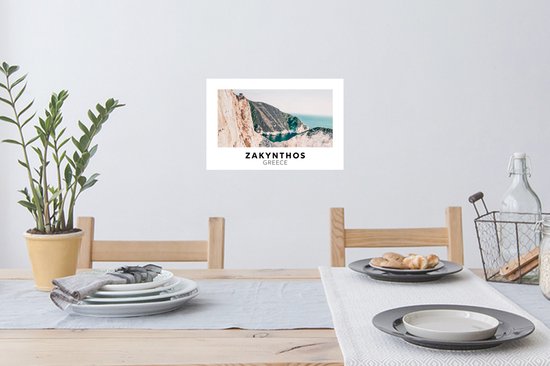 Muurstickers - Sticker Folie - Griekenland - Eiland - Bergen - 30x20 cm - Plakfolie - Muurstickers Kinderkamer - Zelfklevend Behang - Zelfklevend behangpapier - Stickerfolie