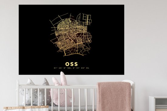 Stickers muraux - Film autocollant - Oss - Plan de la ville - Carte - Carte - Nederland - 120x80 cm - Film adhésif - Stickers muraux Chambre d'enfant - Papier peint autocollant