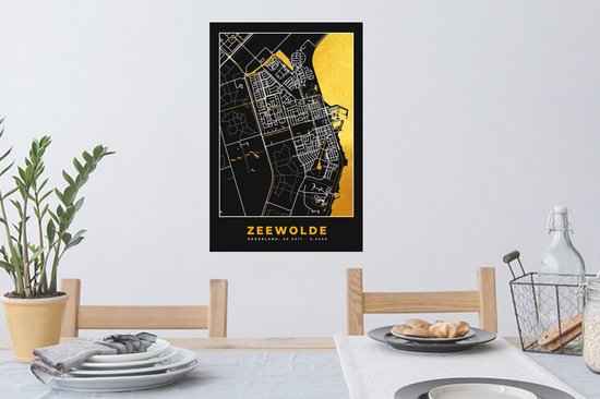Stickers Stickers muraux - Zeewolde - Or - Plan de la ville - Carte - Carte - 40x60 cm - Feuille adhésive