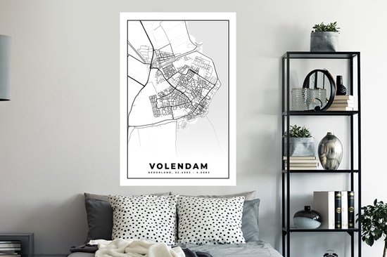 Stickers muraux - Carte - Volendam - 80x120 cm - Feuille adhésive - Plan de la ville