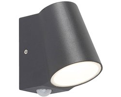QAZQA Uma - Moderne LED Buitenlamp met Bewegingsmelder - Bewegingssensor - sensor voor buiten - 1 lichts - D 120 mm - Donkergrijs - Buitenverlichting