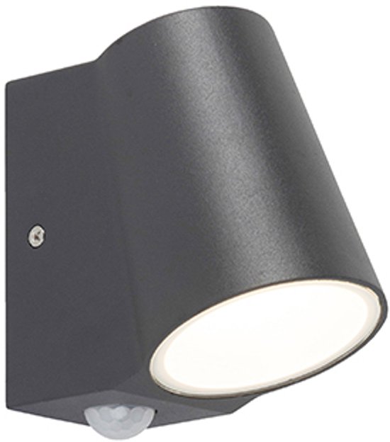 QAZQA Uma - Moderne LED Buitenlamp met Bewegingsmelder | Bewegingssensor | sensor voor buiten - 1 lichts - D 120 mm - Donkergrijs - Buitenverlichting