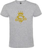 Grijs T shirt met print van "Super Opa " print Goud size S