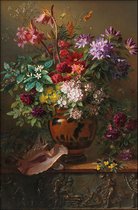 Walljar - Van Os - Bloemen In Vaas - Muurdecoratie - Poster met lijst