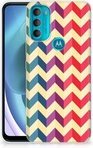 TPU Siliconen Hoesje Motorola Moto G71 5G Doorzichtig Hoesje Zigzag Color
