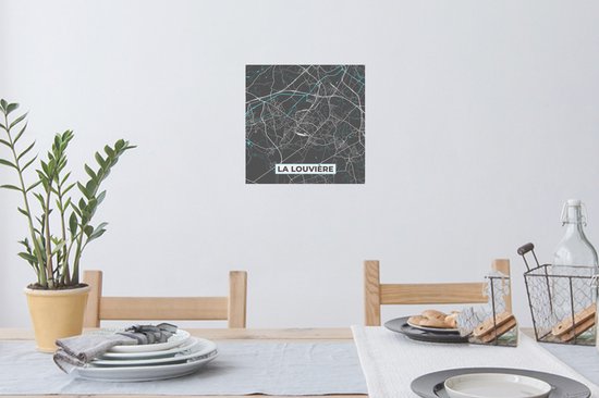 Stickers muraux - Carte - La Louvière - Blauw - Plan de la ville - Carte - 30x30 cm - Feuille adhésive