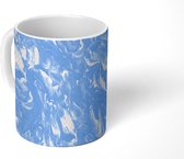 Mok - Marmer print - Blauw - Patronen - Patroon - Mokken - 350 ML - Beker - Uitdeelcadeautjes