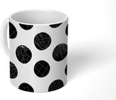 Mok - Koffiemok - Stippen - Patronen - Zwart Wit - Mokken - 350 ML - Beker - Koffiemokken - Theemok