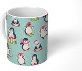 Mok - Koffiemok - Pinguïn - Winter - Kerst - Patronen - Wintersport - Mokken - 350 ML - Beker - Koffiemokken - Theemok