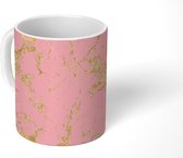 Mok - Goud - Glitter - Marmer print - Roze - Mokken - 350 ML - Beker - Uitdeelcadeautjes