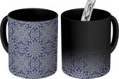 Magische Mok - Foto op Warmte Mokken - Mandala - Blauw - Patronen - Magic Mok - Beker - 350 ML - Uitdeelcadeautjes