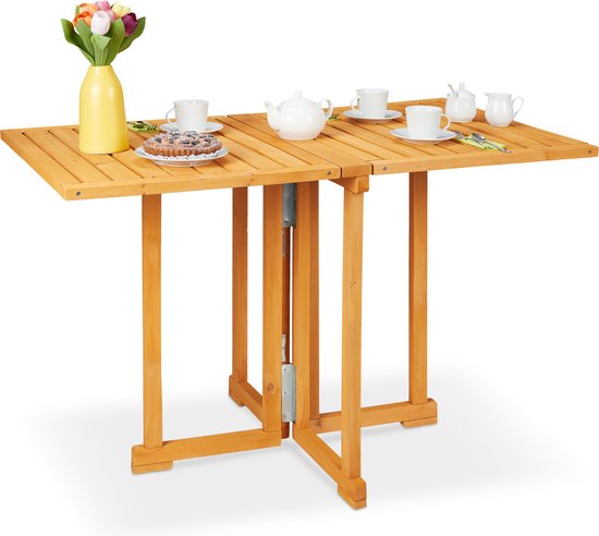 Relaxdays klaptafel buiten - houten tuintafel inklapbaar - grote  balkontafel - vouwtafel | bol.com