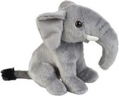 Pluche grijze zittende olifant knuffel 18 cm - Olifanten wilde dieren knuffels - Speelgoed voor kinderen