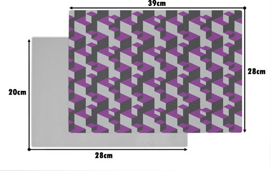 Planche à découper en Verres - 39x28 - Blocs - Motifs - 3D - Violet - Planches à découper en Glas