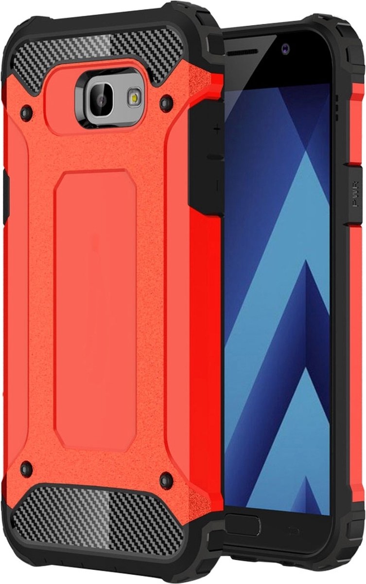 Mobigear Hoesje geschikt voor Samsung Galaxy A5 (2017) Telefoonhoesje Hardcase | Mobigear Outdoor Backcover Shockproof | Schokbestendig Galaxy A5 (2017) Telefoonhoesje | Anti Shock Proof - Rood