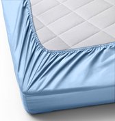 Y-NOT - Crispy Cotton Hoeslaken Matras - 90x200 - tot 25 cm matrasdikte - 100% Katoen - 180 draaddichtheid - Blauw