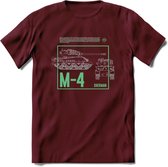 M4 Sherman leger T-Shirt | Unisex Army Tank Kleding | Dames / Heren Tanks ww2 shirt | Blueprint | Grappig bouwpakket Cadeau - Burgundy - XL