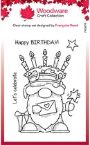 Woodware Clear singles stempel - Birthday cake gnome
