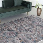 Vloerkleed vintage 160x220cm wit lichtblauw perzisch oosters tapijt
