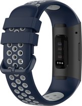 Mobigear Siliconen Watch bandje geschikt voor Fitbit Charge 4 Bandje Gespsluiting | Mobigear Sport Plus Buckle - Donkerblauw