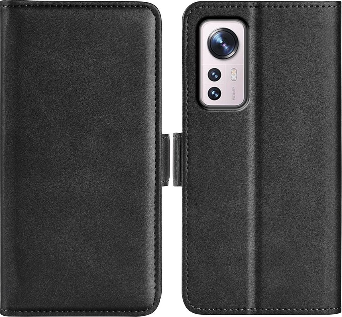 Mobigear Telefoonhoesje geschikt voor Xiaomi 12 Hoesje | Mobigear Slim Magnet Bookcase Portemonnee | Pasjeshouder voor 3 Pasjes | Telefoonhoesje voor Pinpas / OV Kaart / Rijbewijs - Zwart