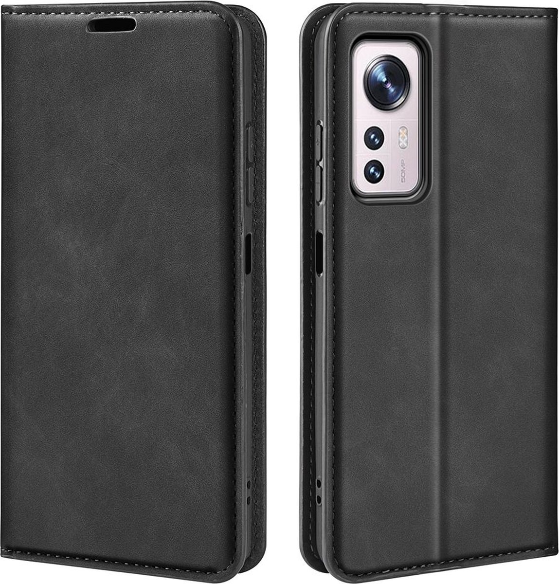 Mobigear Telefoonhoesje geschikt voor Xiaomi 12 Pro Hoesje | Mobigear Retro Slim Bookcase Portemonnee | Pasjeshouder voor 3 Pasjes | Telefoonhoesje voor Pinpas / OV Kaart / Rijbewijs - Zwart