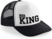 Bellatio Decorations snapback/cap - her king - zwart/wit - heren - feest petjes