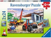 Puzzel 2x24 stukjes Bouwplaats en wedstrijd