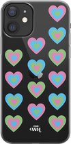 iPhone 12 - Retro Heart Pastel Blue - iPhone Transparant Case