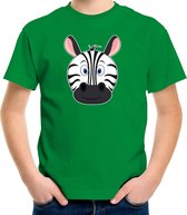 Cartoon zebra t-shirt groen voor jongens en meisjes - Kinderkleding / dieren t-shirts kinderen 122/128